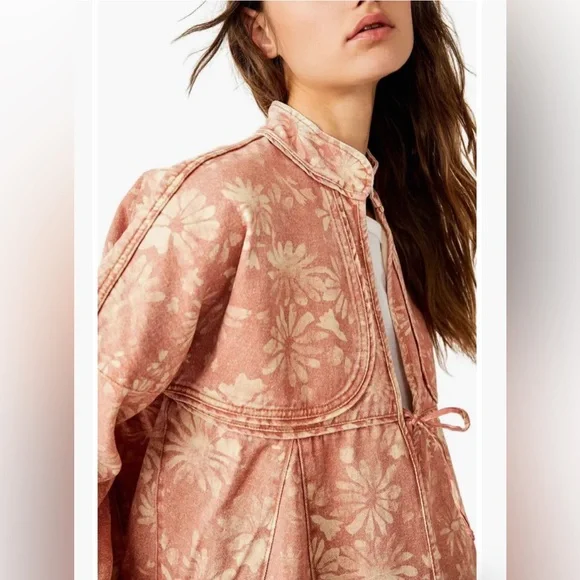 Free People Lua Floral Denim Jacket Size XS - Picture 1 of 7